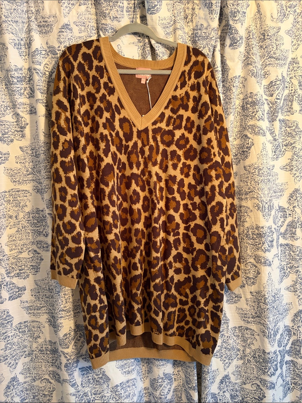 Show Me Your MuMu Leopard Print V-Neck Sweater Dress